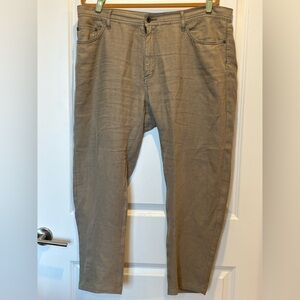 John Varvatos Linen Pants 38 Gray Beige Straight Leg Men's 5 Pocket Jeans